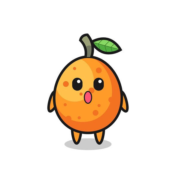 La expresión de asombro de la caricatura de kumquat, diseño de estilo lindo para camiseta, pegatina, elemento de logotipo