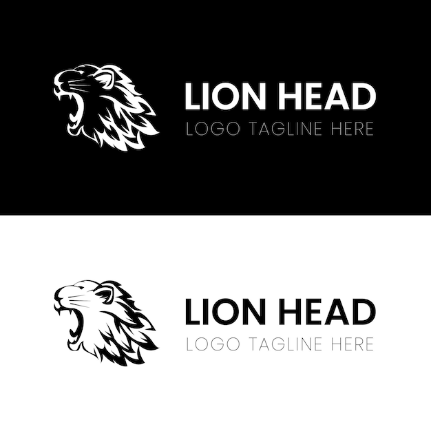 Expresión de la cabeza de león rugiendo en un sencillo diseño de logotipo vintage símbolo de fuerza y majestad de la compañía