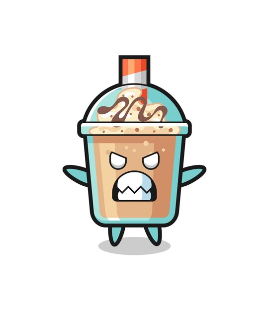 Expresión colérica del personaje de la mascota de batido, diseño de estilo lindo para camiseta, pegatina, elemento de logotipo