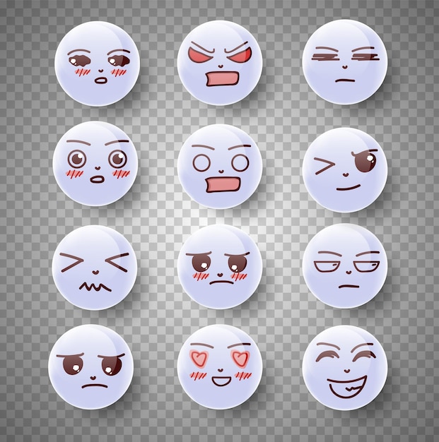 Expresión del concepto de emoción conjunto caricatura ilustración emoción cara de humano