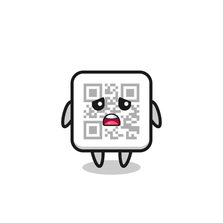 Vector expresión decepcionada de la caricatura del código qr.