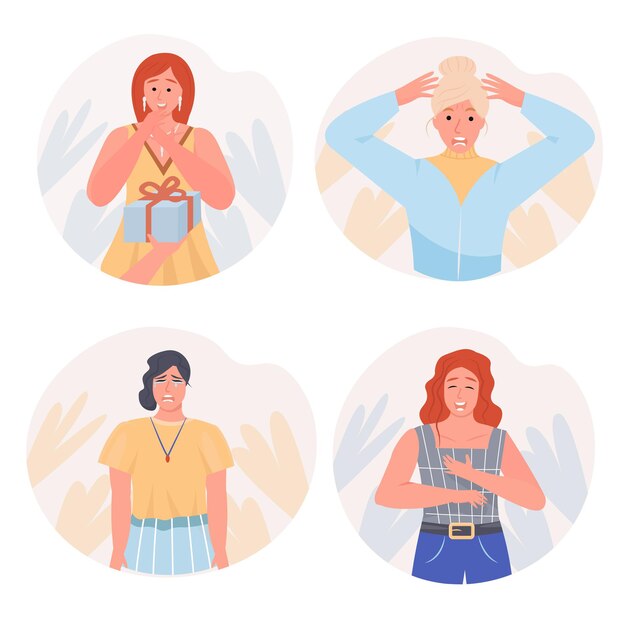 expresión de diferentes emociones concepto escenas establecidas