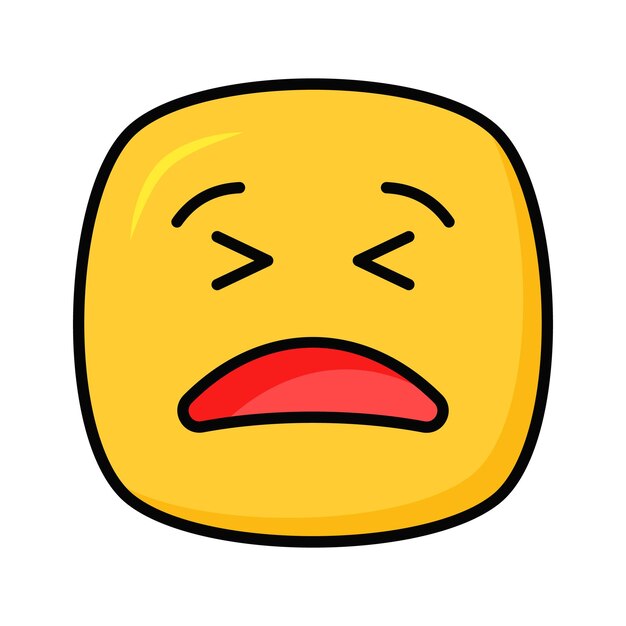 Expresión dolorosa icono de moda del dolor emoji vector editable