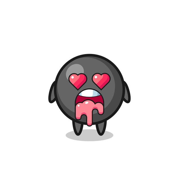 La expresión de enamoramiento de un lindo símbolo de punto con ojos en forma de corazón