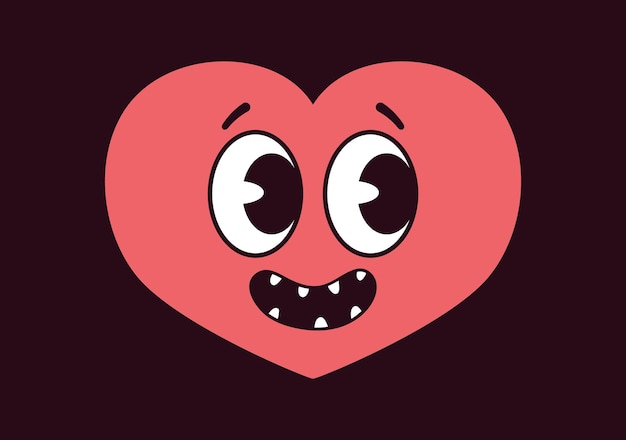Expresión facial del personaje de dibujos animados corazón concepto aislado ilustración de diseño gráfico plano vectorial