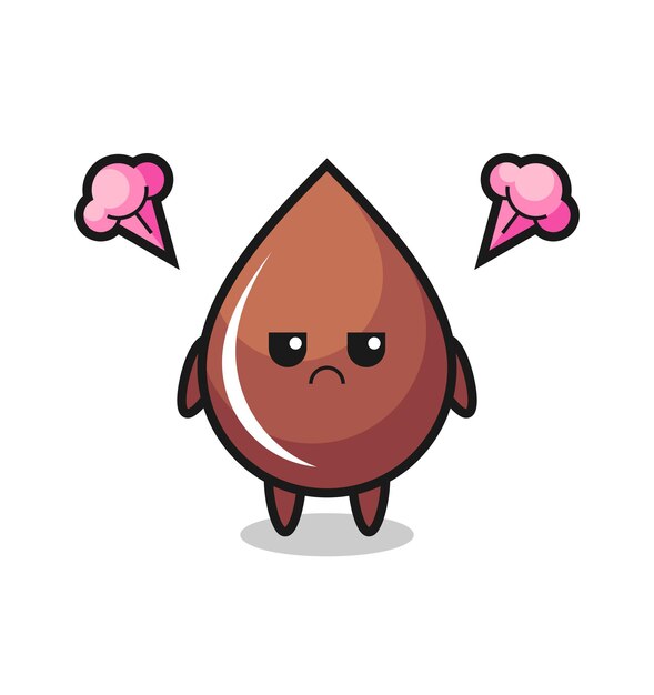 expresión molesta del lindo personaje de dibujos animados de gota de chocolate, diseño de estilo lindo para camiseta, pegatina, elemento de logotipo