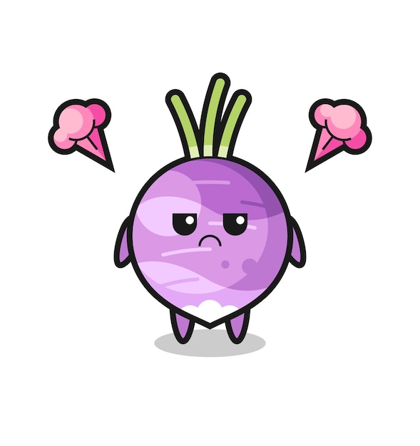 Expresión molesta del lindo personaje de dibujos animados de nabo, diseño de estilo lindo para camiseta, pegatina, elemento de logotipo