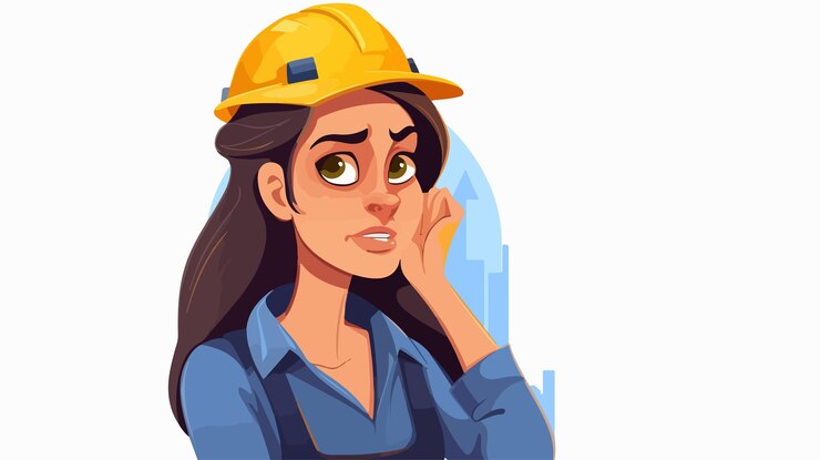 Vector expresión de mujer trabajadora de la construcción de dibujos animados enojada
