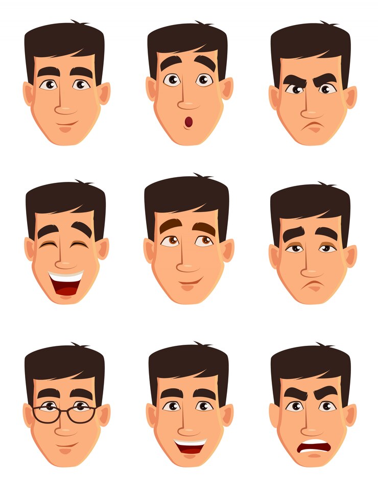 Vector expresiones de la cara de un hombre de negocios