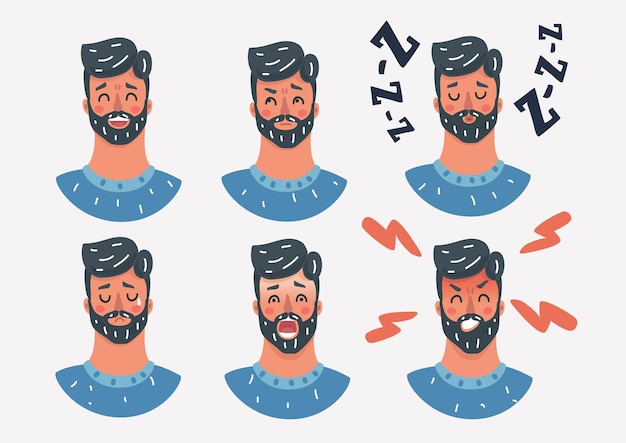 Expresiones faciales de un conjunto de emociones de hombre