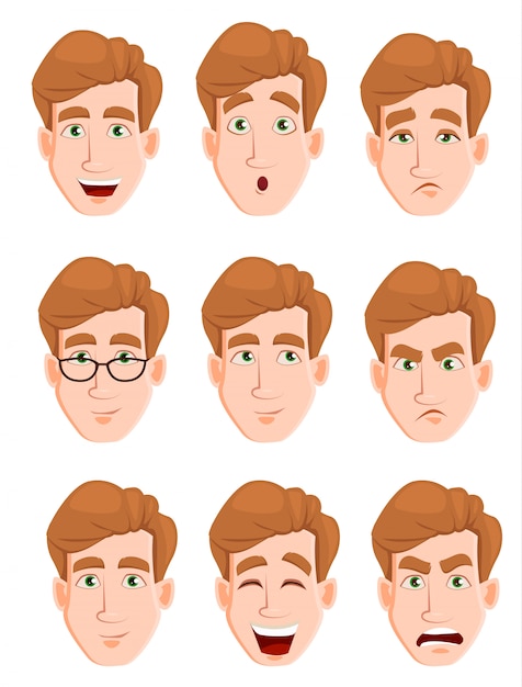 Vector expresiones faciales de un hombre