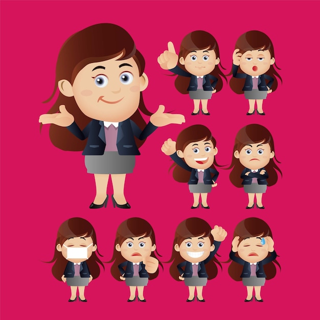 Expresiones de gente de negocios con diferentes caras.
