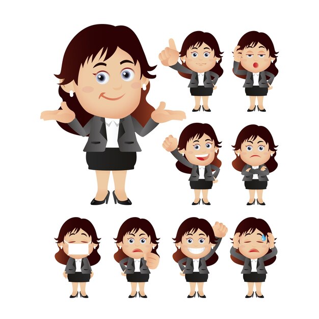 Expresiones de gente de negocios con diferentes caras.