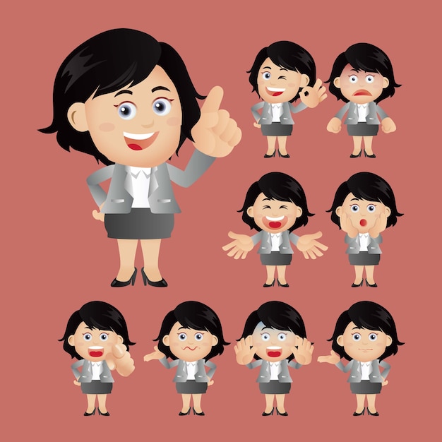 Expresiones de gente de negocios con diferentes caras.
