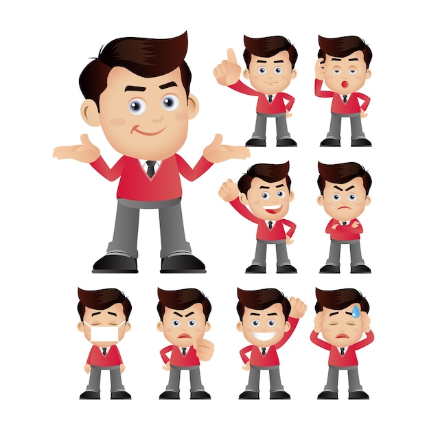 Expresiones de jóvenes con caras diferentes.