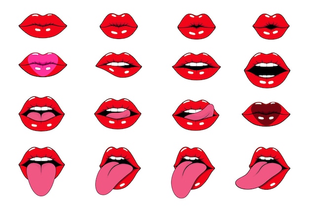 Expresiones de labios rojos