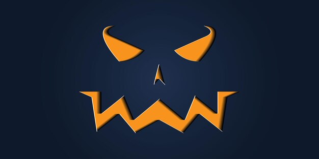 Expresiones simples de calabaza de Halloween en estilo de corte de papel para carteles o folletos