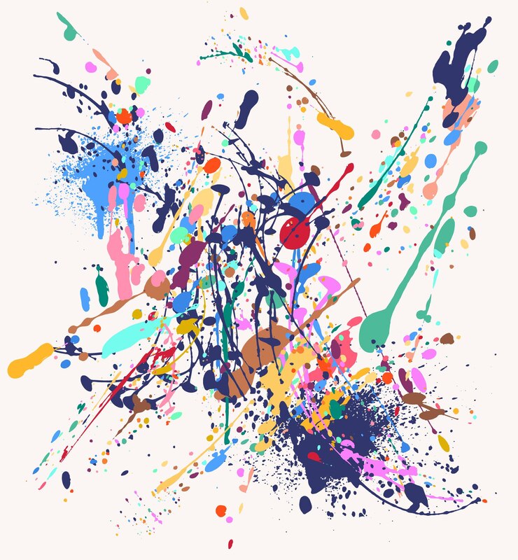 Vector expresionismo abstracto arte vector fondo creativo conjunto de arte abstracto de salpicaduras y gotas