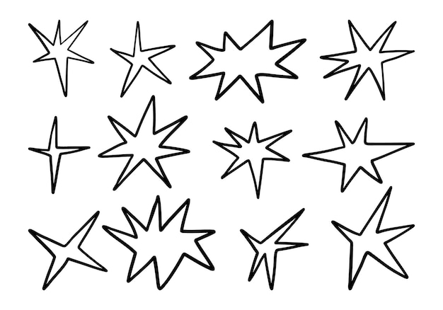 Expresivo dibujo a mano de la línea Starburst