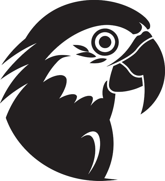 Exquisita silueta de loro Rendering vectorial elegante Ilustración dinámica de loro Vector monocromático