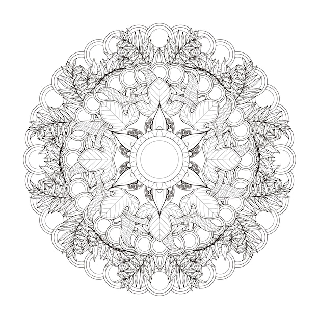 Exquisito diseño de patrón de mandala en blanco y negro.