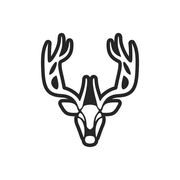 Exquisito simple logo vector blanco negro del ciervo aislado