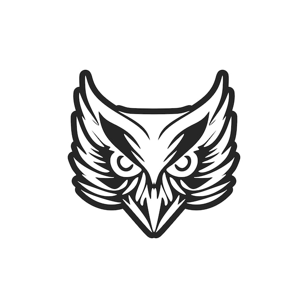 Exquisito un simple logotipo vectorial en blanco y negro del búho aislado en un fondo blanco