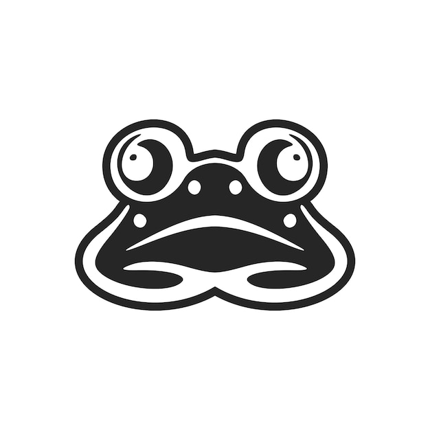 Exquisito simple logotipo vectorial en blanco y negro del sapo aislado