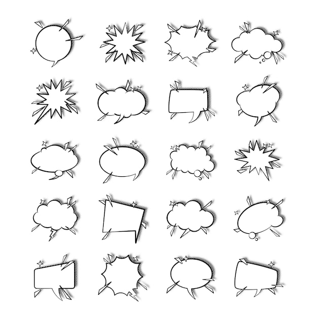 Extensa colección de ilustraciones de burbujas de habla versátiles y listas para usar