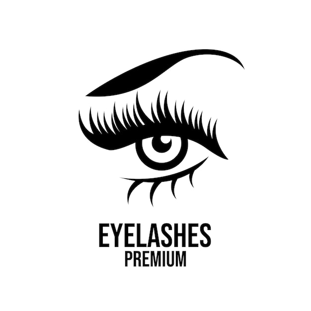 Extensión de pestañas premium belleza maquillaje salón negro vector diseño