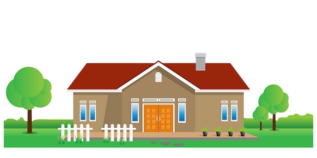 Exterior de una casa suburbana moderna y sencilla con diseño de estilo plano