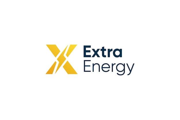 Extra energy rayo eléctrico letra x diseño de logotipo