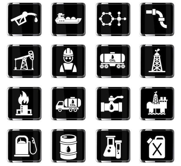 Extracción de aceite conjunto de iconos web iconos para el diseño de la interfaz de usuario