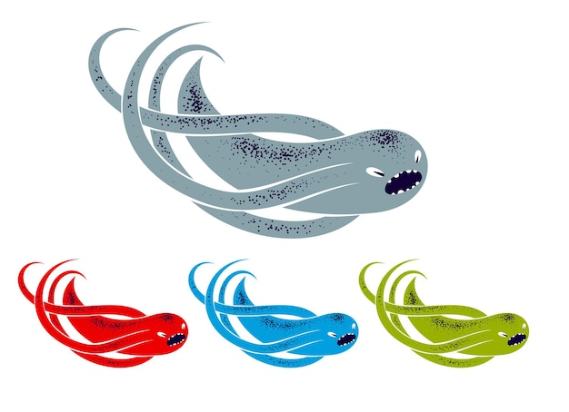 Extraño monstruo divertido de dibujos animados espeluznante aislado en la ilustración de vector blanco, criatura fantástica de pesadilla, microorganismo.