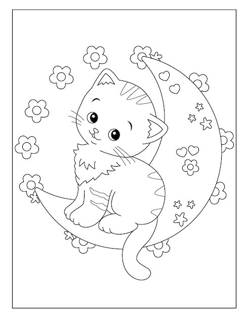 Vector extraordinariamente hermosas páginas para colorear de gatos para niños