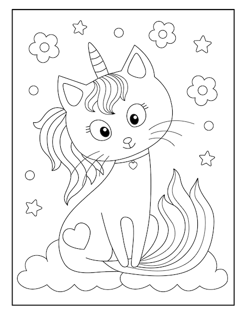 Vector extraordinariamente hermosas páginas para colorear de gatos para niños