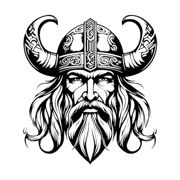 Extraordinario y encantador arte del logotipo vectorial del emblema vikingo