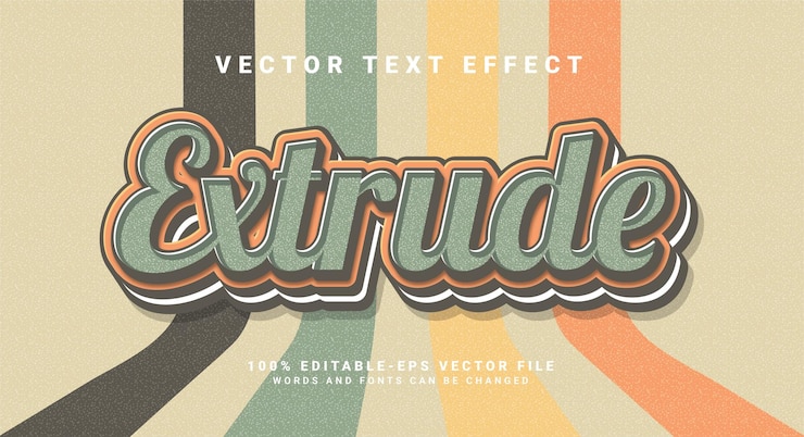 Vector extruir efecto de texto 3d. efecto de estilo de texto editable con concepto grunge.