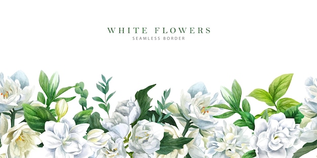 Exuberante fondo floral blanco dibujado a mano vector
