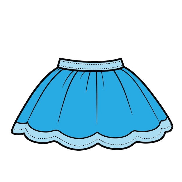 Exuberante variación de color de falda acampanada para colorear página aislada sobre fondo blanco