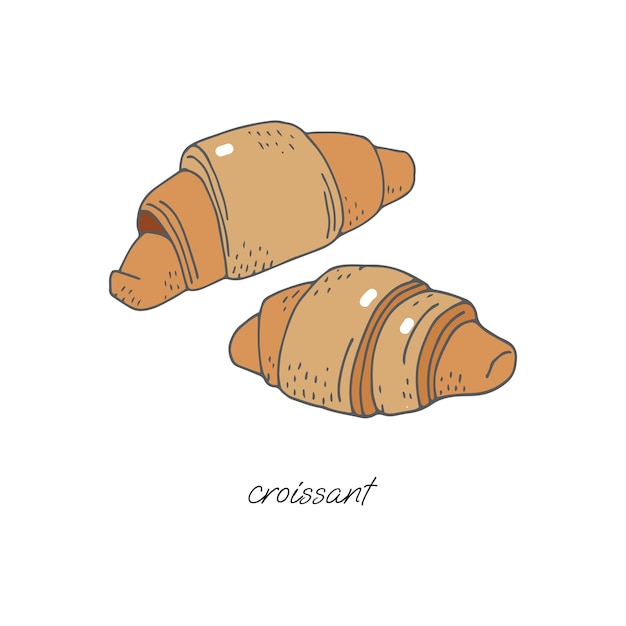 Exuberantes croissants frescos sobre fondo blanco.