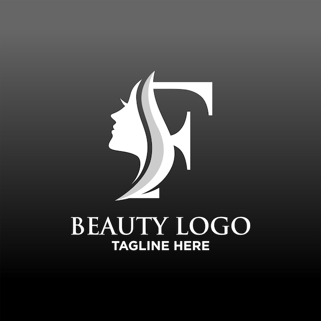 F belleza cara diseño de logotipo plantilla inspiración letra ilustración vectorial
