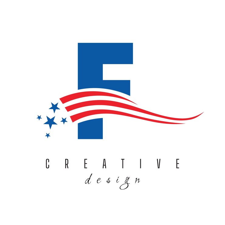 Vector f logotipo estadounidense para empresas y firmas signo de estados unidos logotipo estadounidense en la letra f