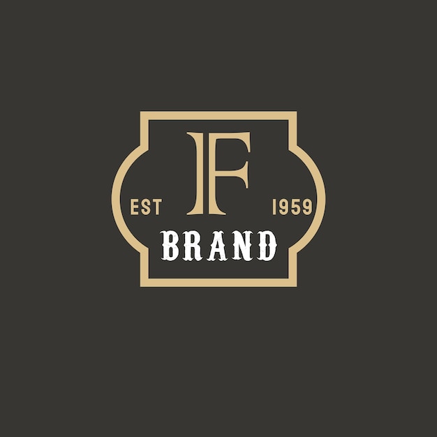 F logotipo de letras vintage de lujo