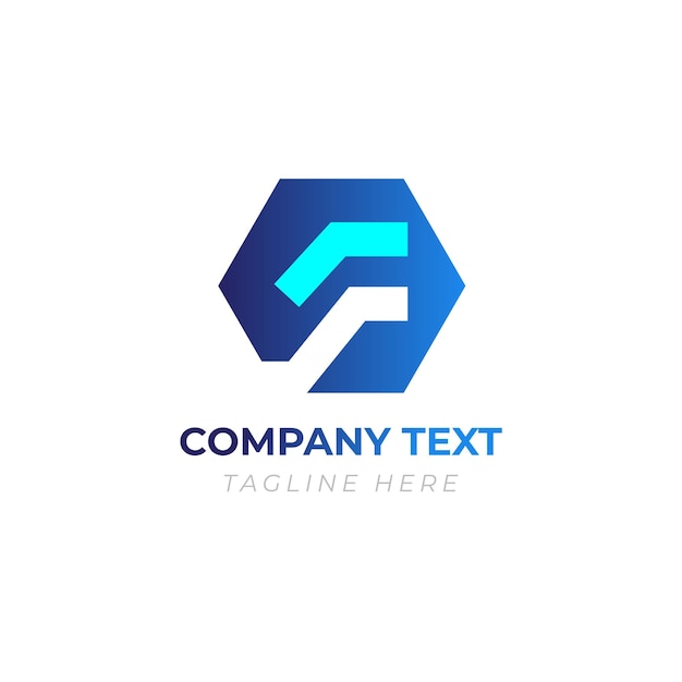 F modelo de logotipo mínimo de marca hexagonal único y memorable