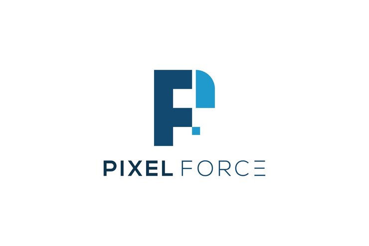 Vector f pixel inicial logo diseño datos icono digital símbolo tecnología moderna