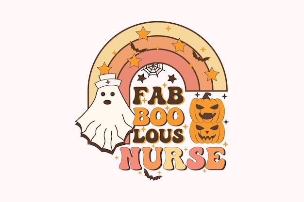 Fab Boo Lous enfermera de Halloween enfermera feliz camiseta de Halloween plantilla de impresión de camiseta diseño gráfico
