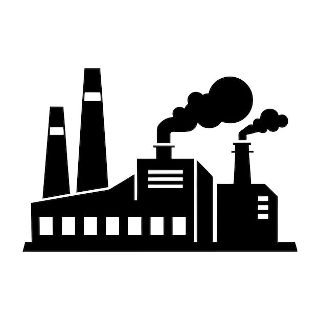 Fábrica industrial con el icono de las chimeneas de humo