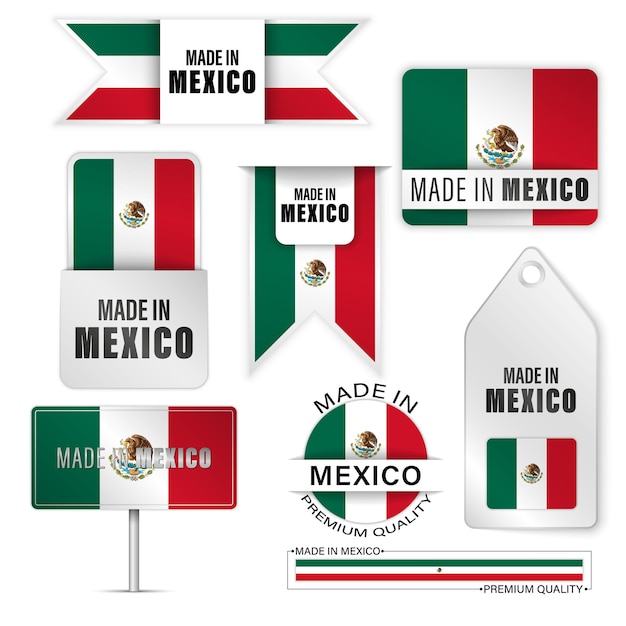 Fabricado en México gráficos y etiquetas conjunto Algunos elementos de impacto para el uso que desea hacer de él