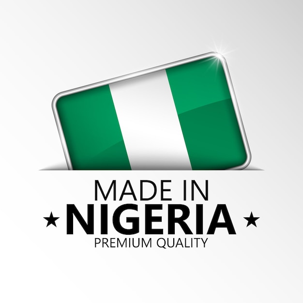 Fabricado en nigeria gráfico y etiqueta elemento de impacto para el uso que desea hacer de él